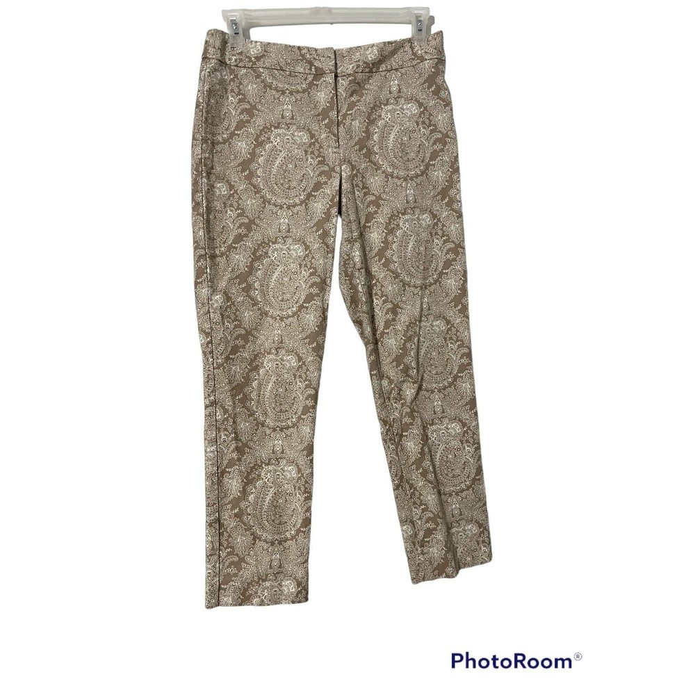 Talbots Heritage Beige Paisley Print Ankle Crop Casual Pants Size‎ 10